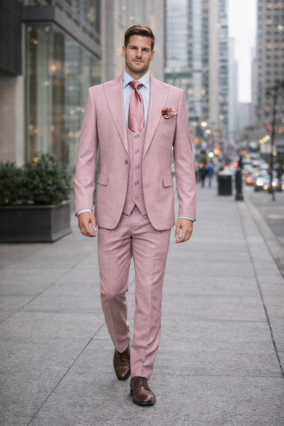 Blush Royale Pink 3-Piece Couture Suit by Rossiman