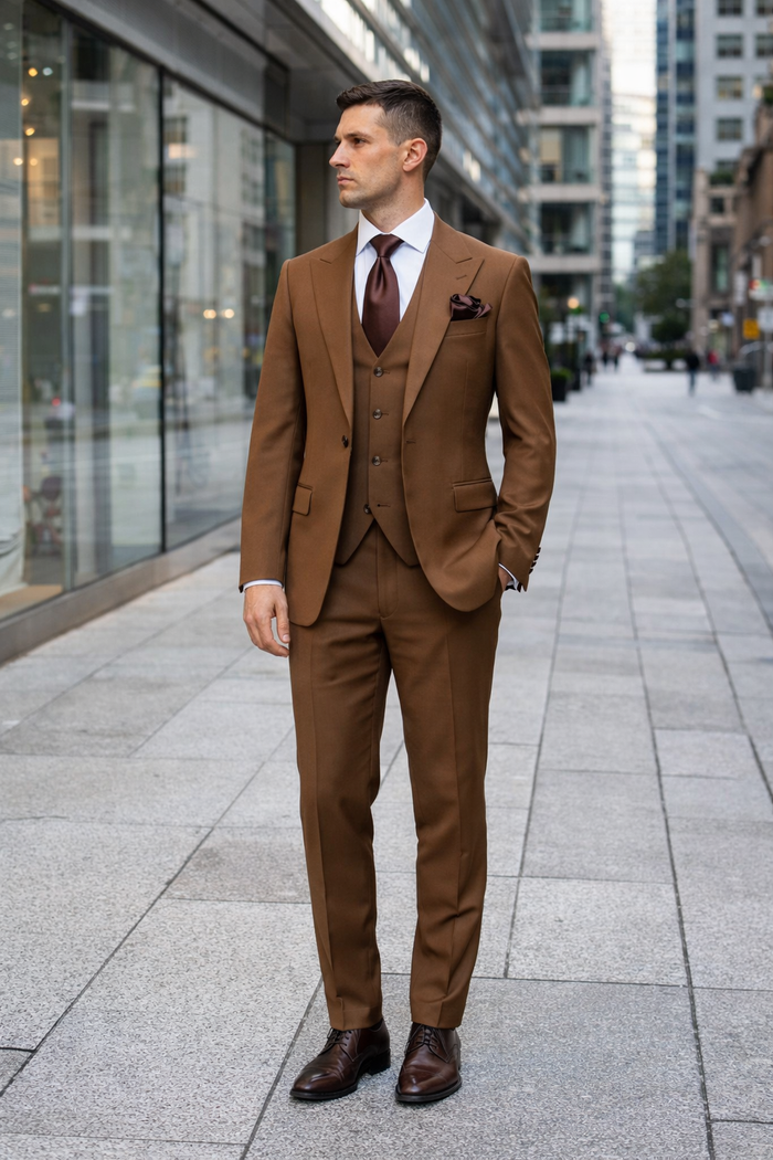 Chestnut Monarch Brown 3-Piece Gentleman's Tailor Suit by Rossiman