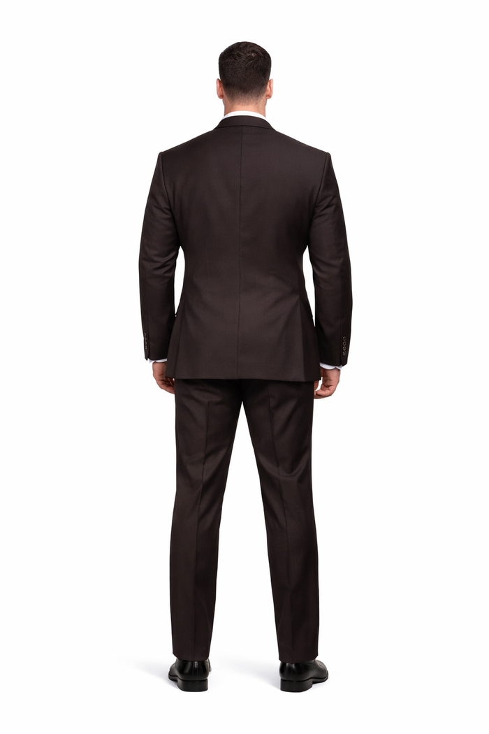 Espresso Brown 3-Piece Luxury Wedding Suit with Gold Accents