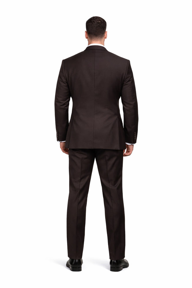 Espresso Brown 3-Piece Luxury Wedding Suit with Gold Accents