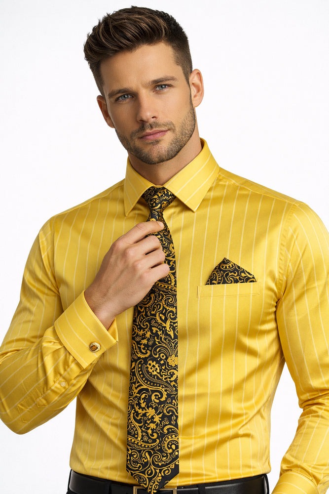 Gold Colorful Men's Dress Shirt