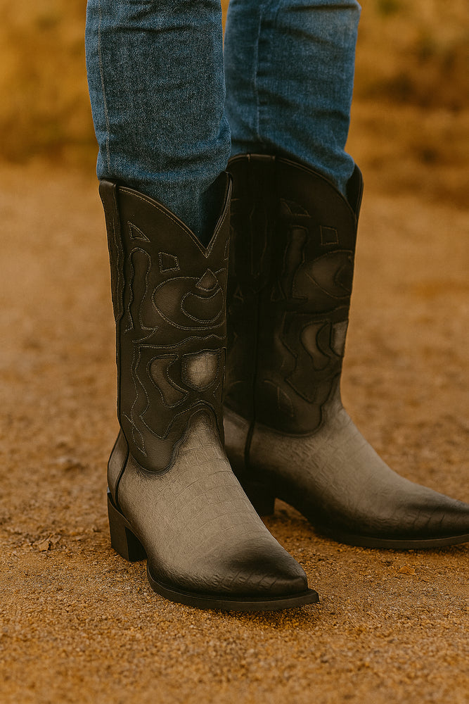 King Exotic Men's Caiman Belly Snip Toe Boots
