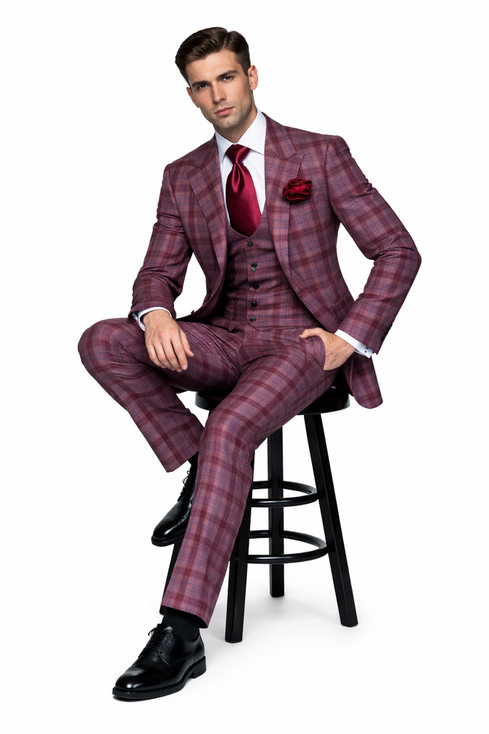Purple Plaid Double-Breasted 3-Piece Signature Suit