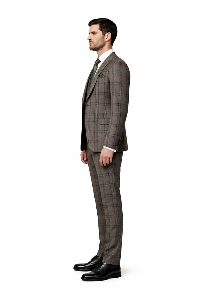 Rossiman Heritage Brown & Olive Plaid 3-Piece Gentleman’s Suit