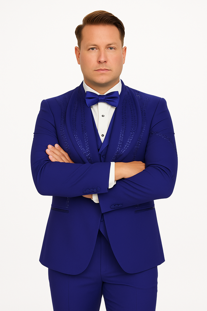 Royal Blue Italian Wool 3-Piece Modern Fit Tuxedos