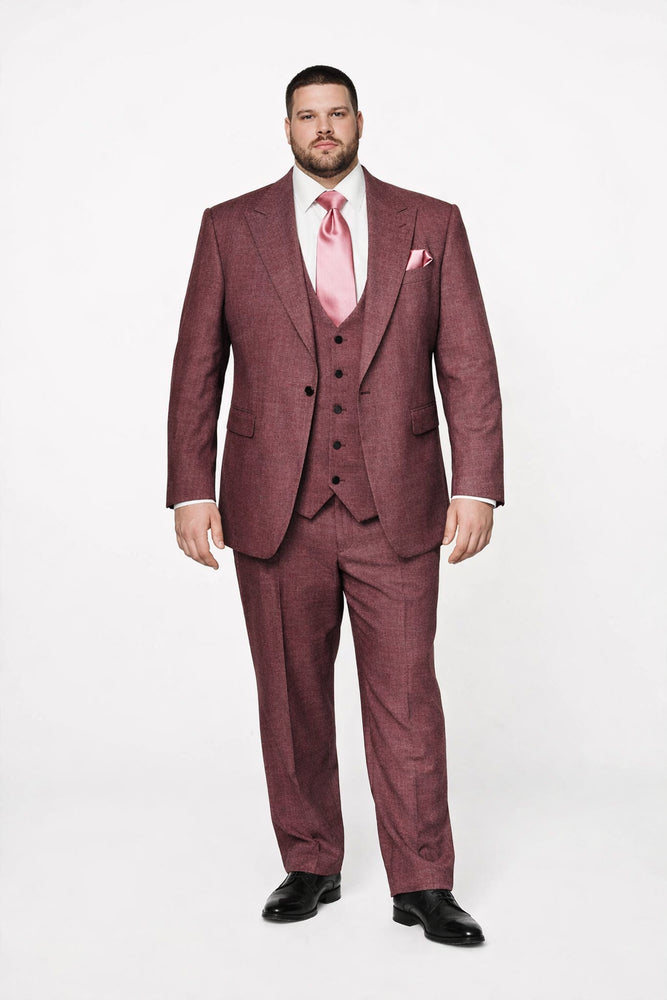 Ruby Wine 3-Piece Modern Elegant Wedding Suit with Blush