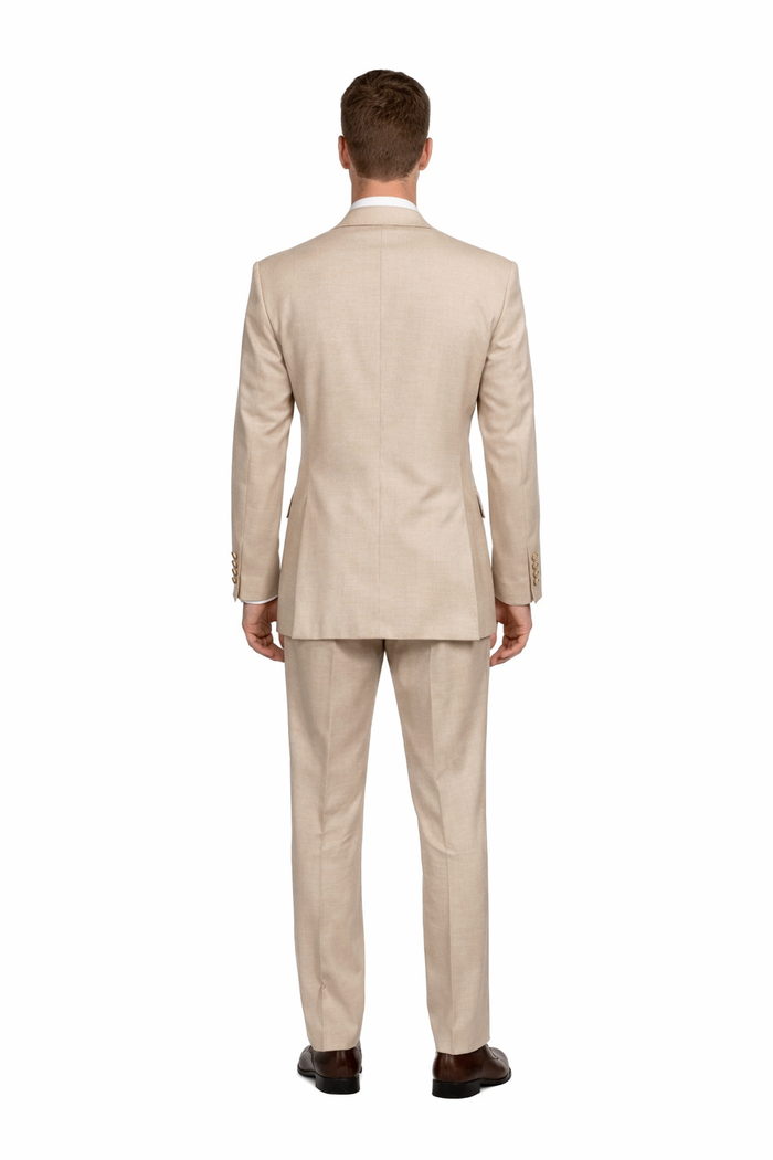 Imperial Sand Double-Breasted 2-Piece Power Suit by Rossiman
