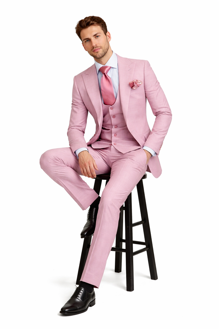 Blush Royale Pink 3-Piece Couture Suit by Rossiman
