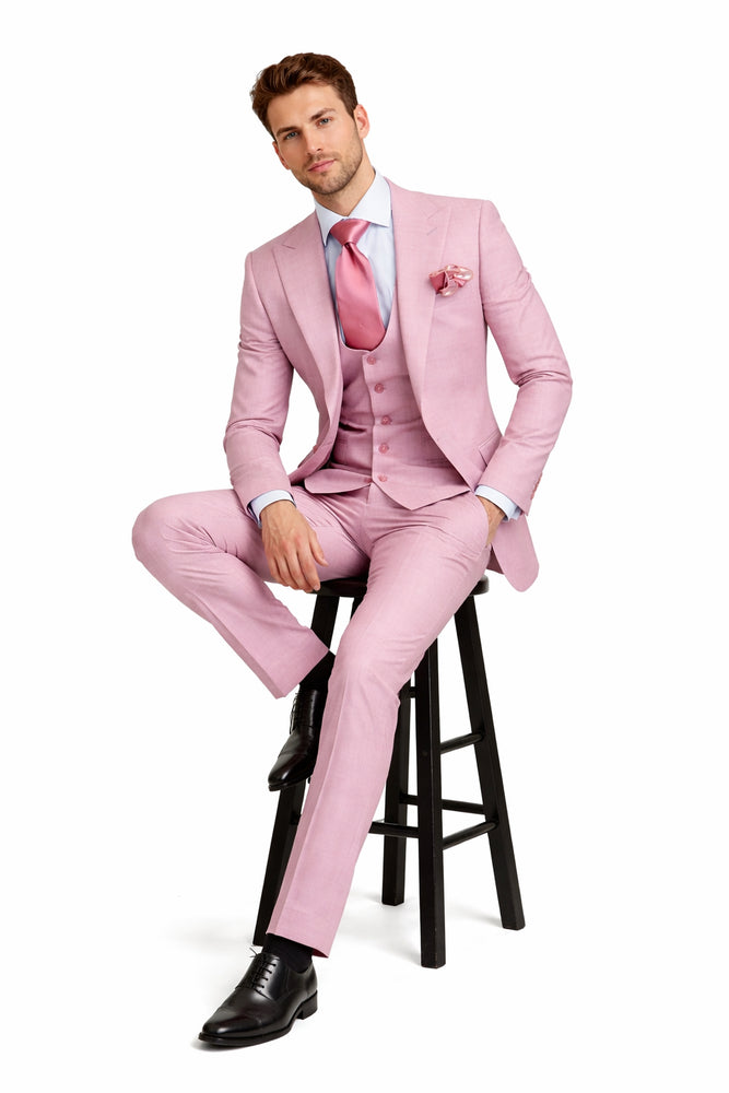Blush Royale Pink 3-Piece Couture Suit by Rossiman