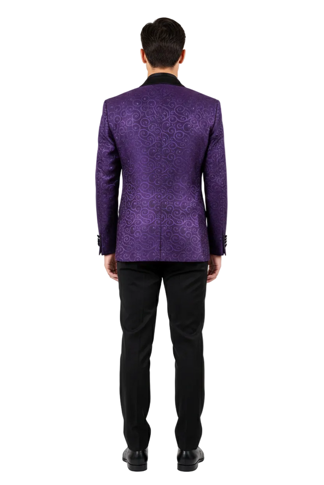 Purple Buttons Closure Floral Sportcoat