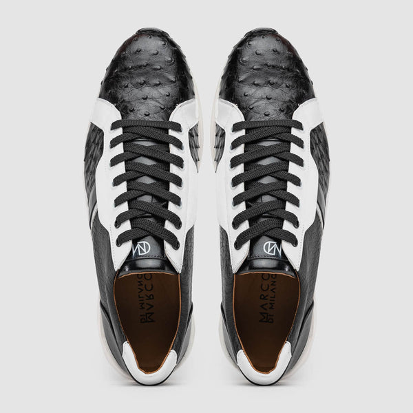 Marco_Di_Milano Lyon II: Black & White Leather Luxury Shoe