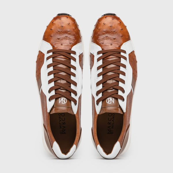 Marco Di Milano Lyon II: Brandy & White Leather Dress Shoe