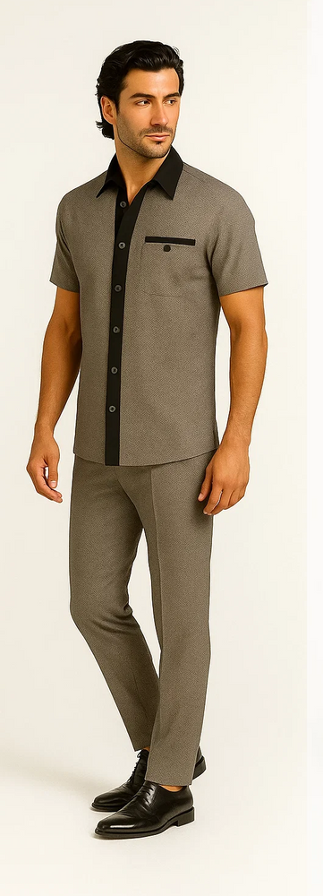 Men’s Houndstooth Walking Suit by Dreams by Zacchi – 2 Piece Lei sure Set in black/white- $99