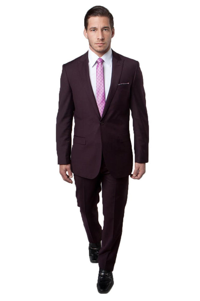 Men's Slim Fit Eggplant Suit from Tazzio Suits