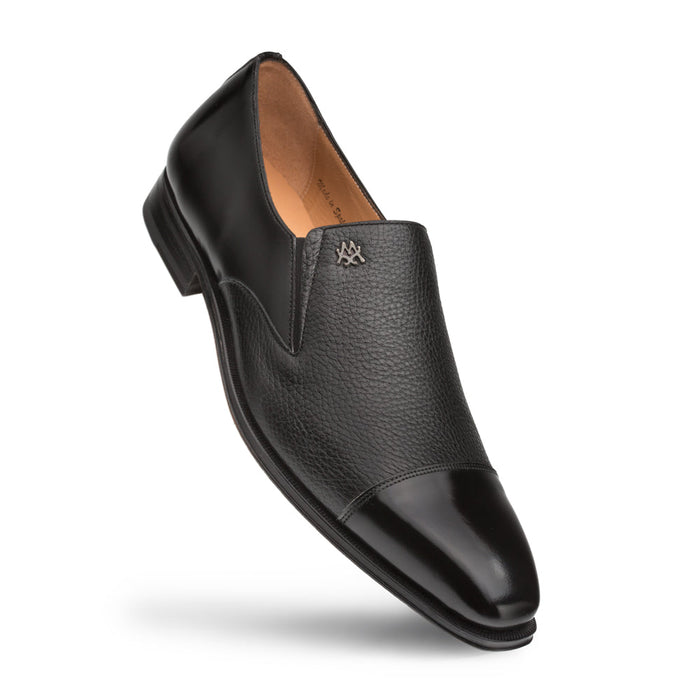 Mens Mezlan Modern Cap-Toe Slip-On Loafer Premium Calfskin That Bridges The Gap Between Formal Oxfords & Everyday Loafers In Color Black