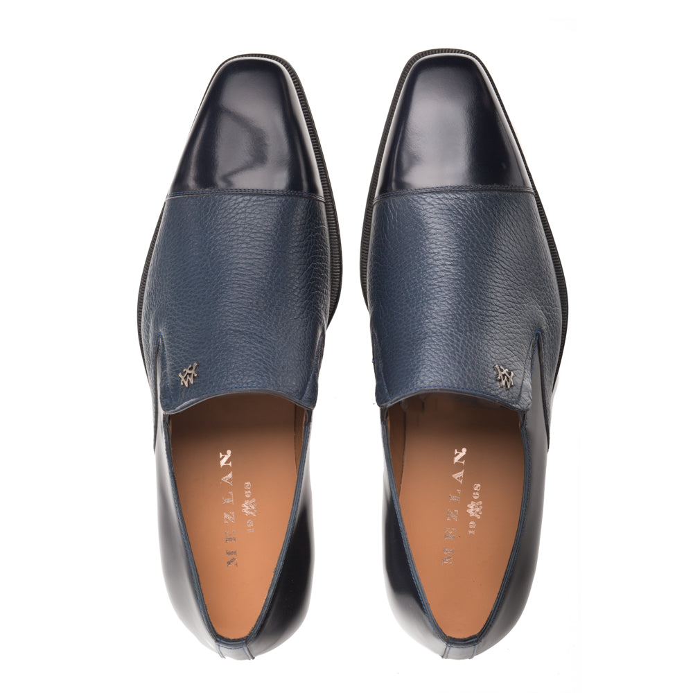 Mens Mezlan Modern Cap-Toe Slip-On Loafer Premium Calfskin That Bridges The Gap Between Formal Oxfords & Everyday Loafers In Color Blue