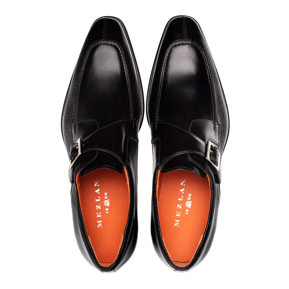 Mezlan Pego Deerskin Monk Strap Black (21158)