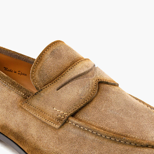Mezlan Caro Suede Penny Loafer Taupe (21312)