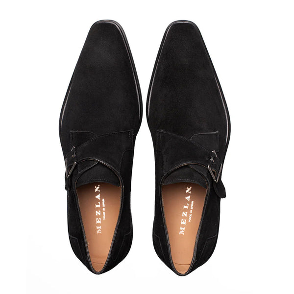Mezlan Albini Suede Monk strap - Black