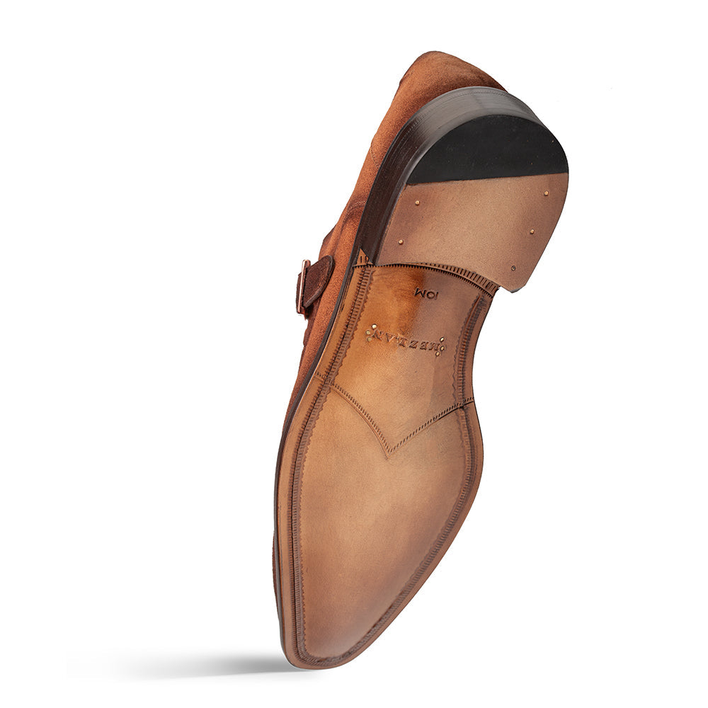 Mezlan Albini Suede Monk Strap - Luxury Italian Loafer