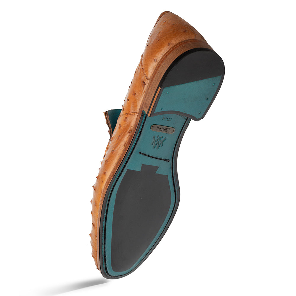 Mezlan Menor Ostrich Slip-On: Luxury Cognac Loafers