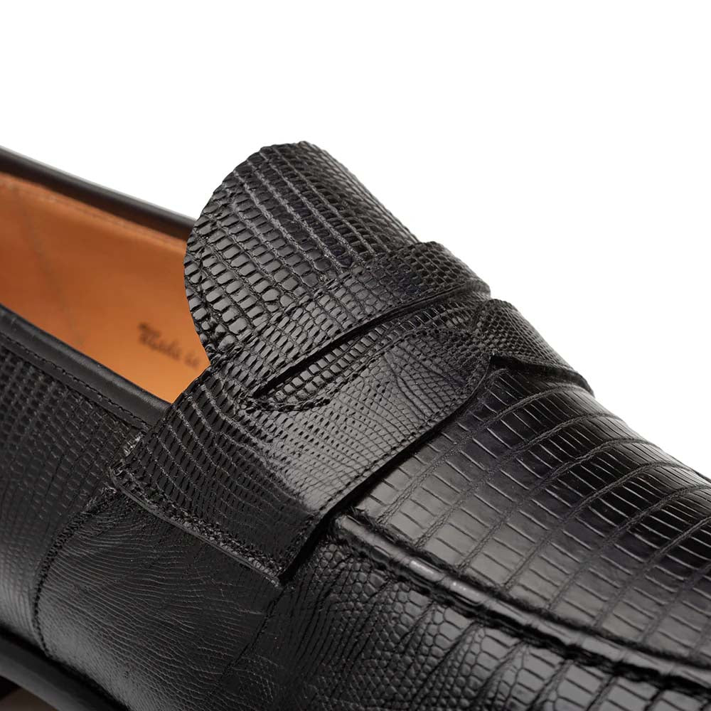 Mezlan Mayor Lizard Penny Loafer Black (50121-L)