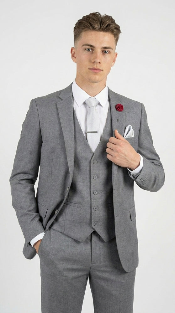 Boys and Guys Light Grey Graduation Suit with Vest, Formal Dress Suit for Special Occasions