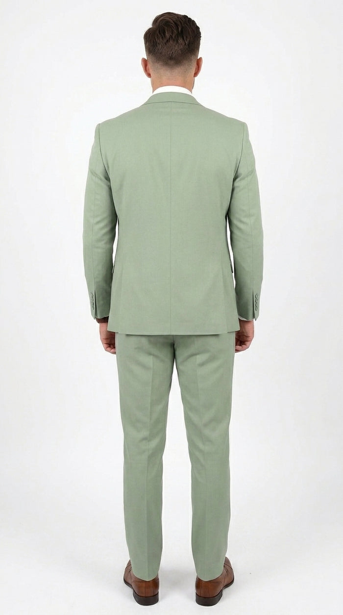 Men’s Sage Green 3 Piece Suit with Jacket, Vest and Pants, Light Green Summer Wedding Suit