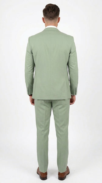 Men’s Sage Green 3 Piece Suit with Jacket, Vest and Pants, Light Green Summer Wedding Suit