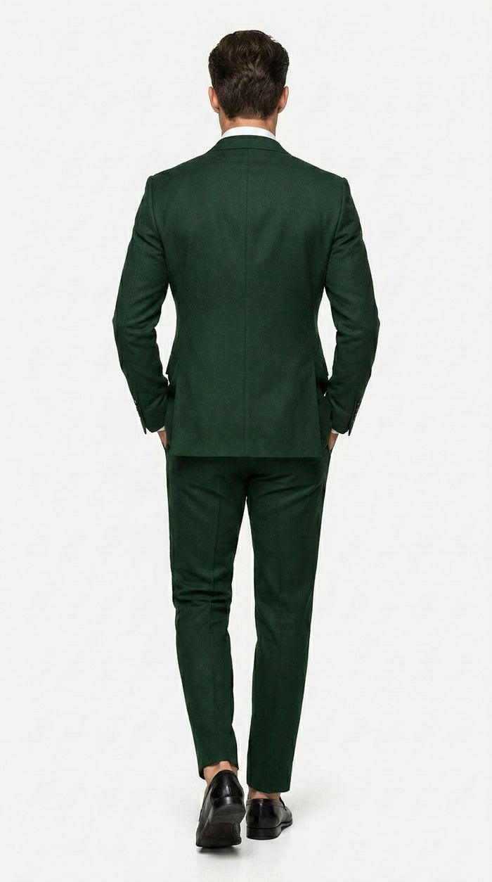 Men’s Olive Green Double Breasted Suit with Gold Buttons, Designer Wool Formal Wedding Business Suit Set