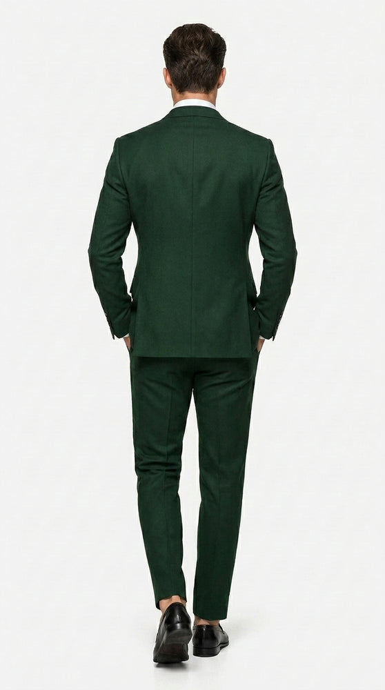 Men’s Olive Green Double Breasted Suit with Gold Buttons, Designer Wool Formal Wedding Business Suit Set