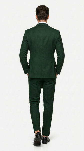 Men’s Olive Green Double Breasted Suit with Gold Buttons, Designer Wool Formal Wedding Business Suit Set