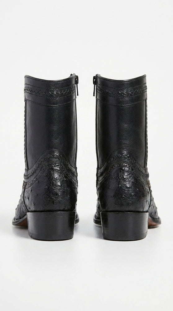 Los Altos Black Ostrich Low Shaft European Square Toe Men’s Boot