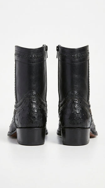 Los Altos Black Ostrich Low Shaft European Square Toe Men’s Boot