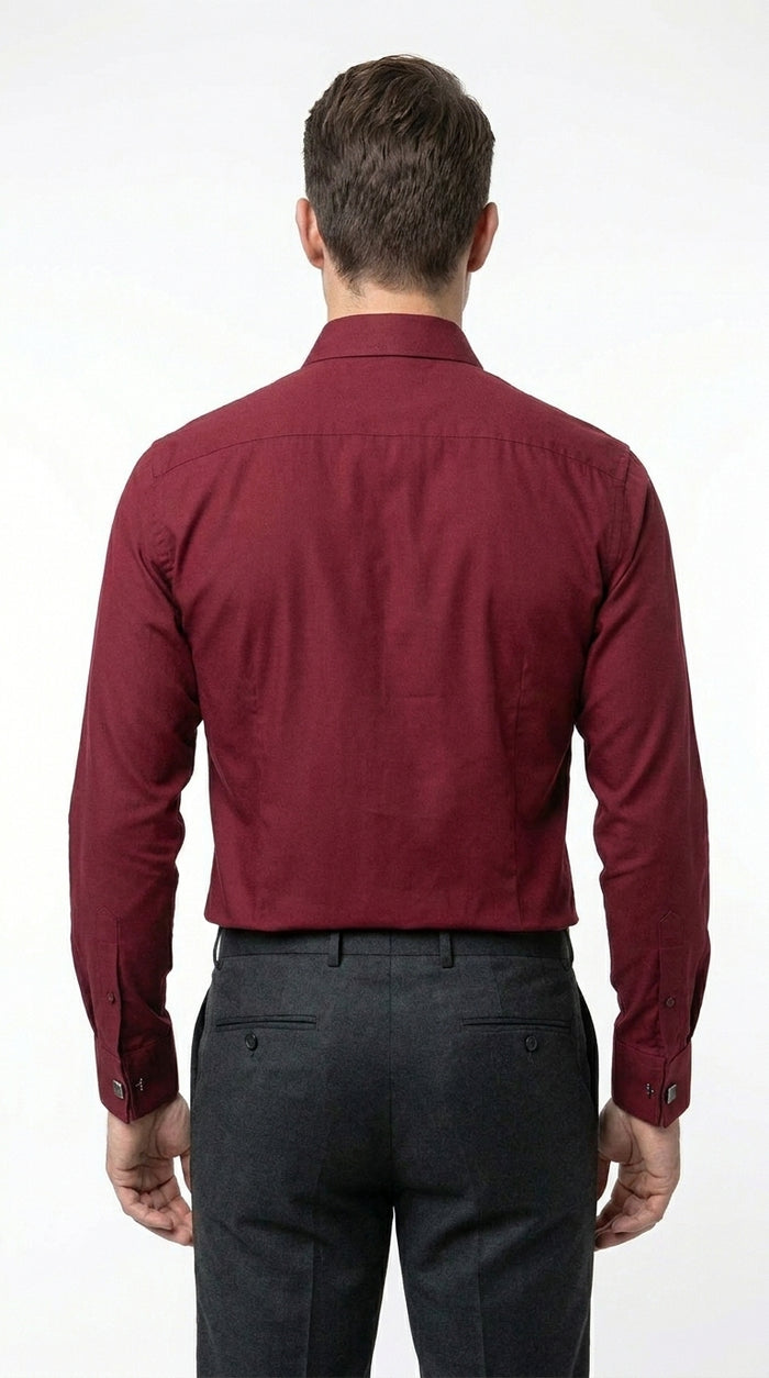 Men’s Wrinkle Free French Cuff Dress Shirt with Spread Collar, Formal Dress Shirt