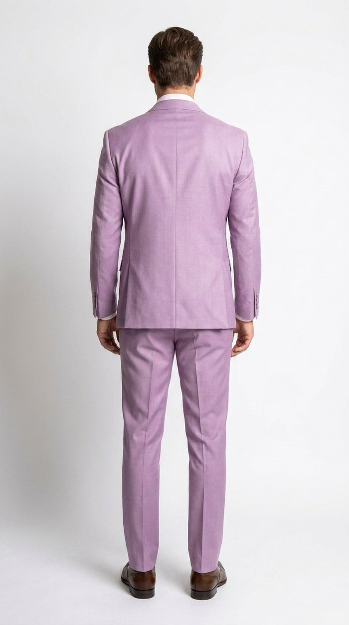 Men’s Lavender Modern Fit 3 Piece Suit, Lapel Vest Wedding Prom Formal Suit with Adjustable Pants