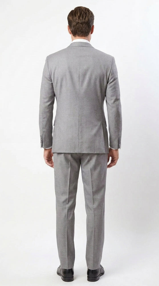 Apollo King Men’s Grey Double Breasted 2 Piece Suit, Pleated Pants Formal Wedding Business Suit Set