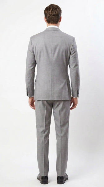 Apollo King Men’s Grey Double Breasted 2 Piece Suit, Pleated Pants Formal Wedding Business Suit Set