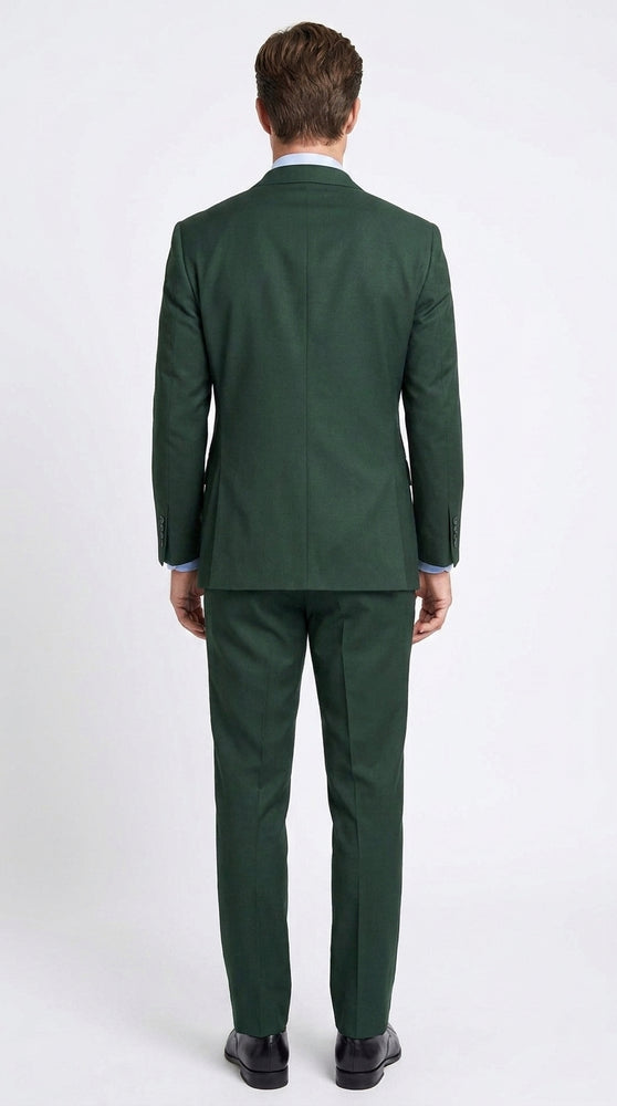 Ramses Collection Men’s Hunter Green Double Breasted 2 Piece Suit, Regular Fit Suit with Elastic Waist Pants