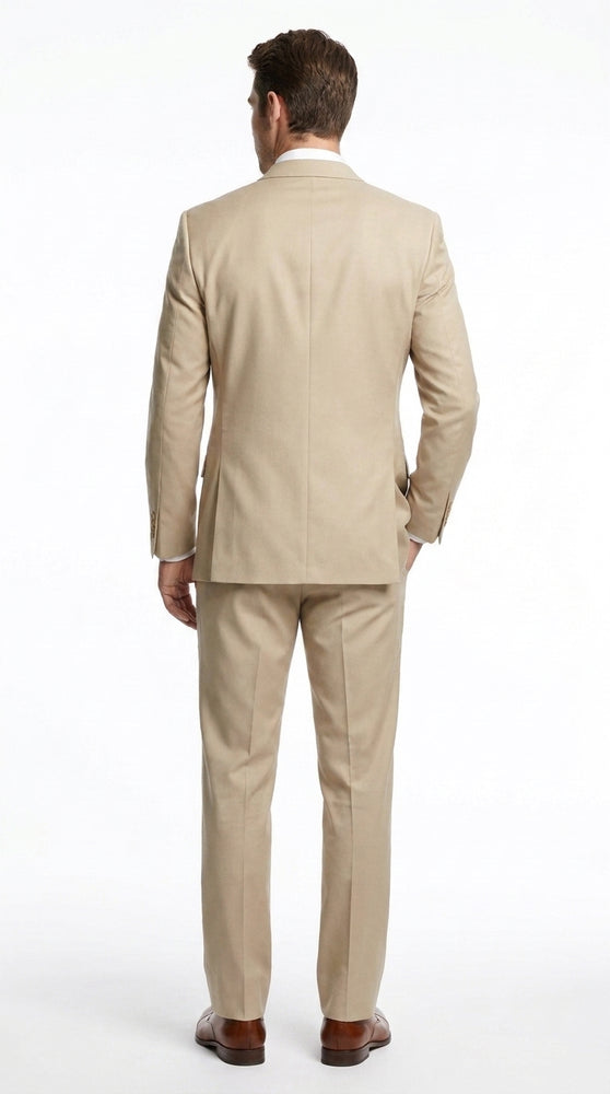 Men’s Tan Big and Tall Linen Suit – Lightweight Beach Wedding and Summer Formal Suit