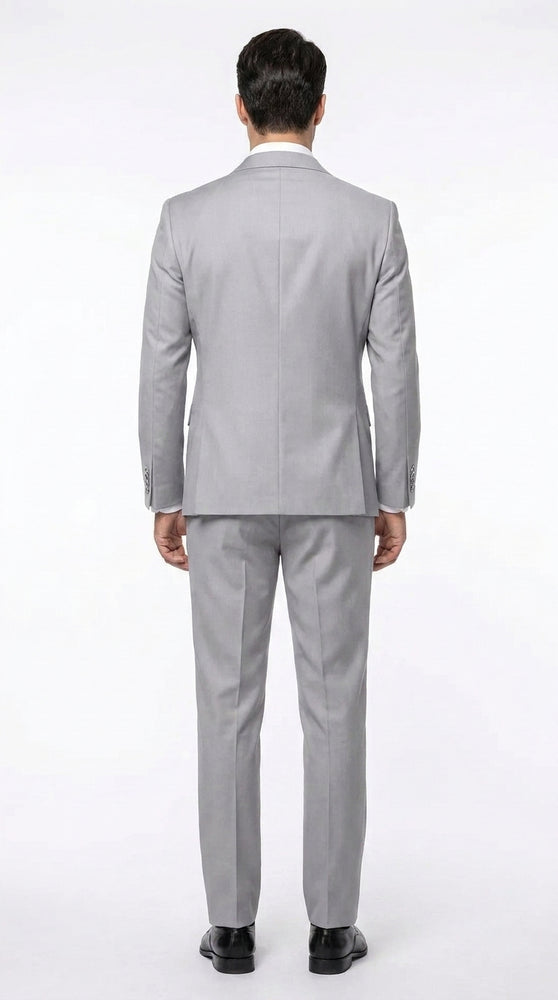 Rossi Man Men’s Silver Double-Breasted Suit – Modern Fit Wedding, Prom and Formal 2-Piece Suit