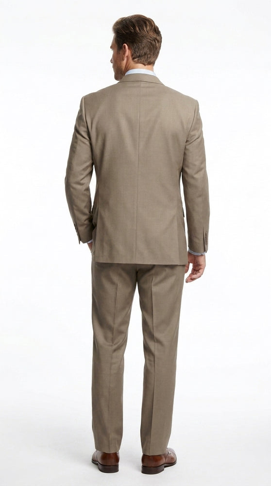 Men’s Taupe 2 Piece Business Suit, Affordable Formal Wedding Office Dress Suit
