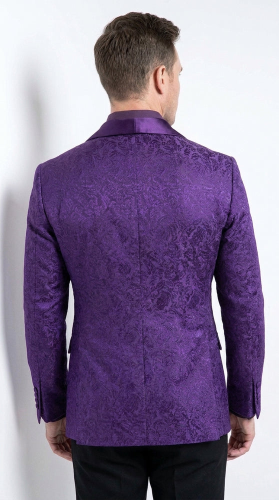 Men’s Purple Paisley Blazer, Floral Sport Coat Formal Party Jacket for Wedding and Prom
