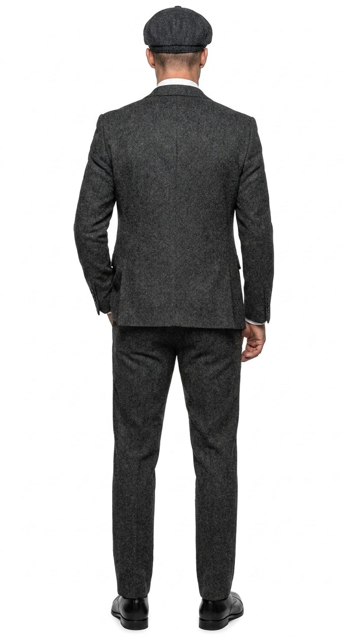 Men’s Charcoal Great Gatsby 3 Piece Suit, 1920s Gangster Vintage Formal Dress Suit