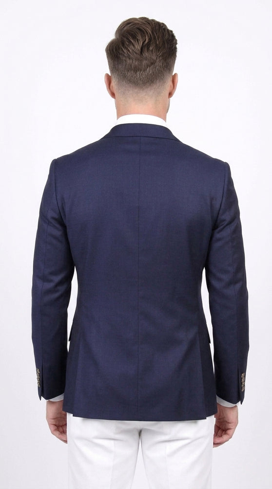 Men’s Navy Blue Double Breasted Blazer, Formal Sport Coat with Gold Buttons