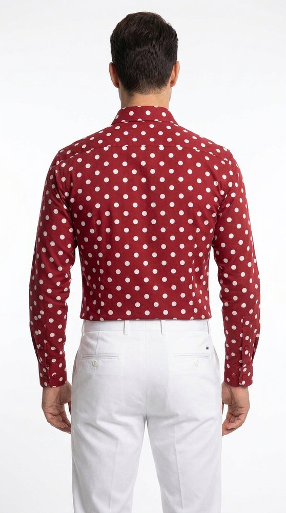 Men’s Multi-Color Cotton Polka Dot Dress Shirt with Tie, Fashion Pattern Button Down Shirt