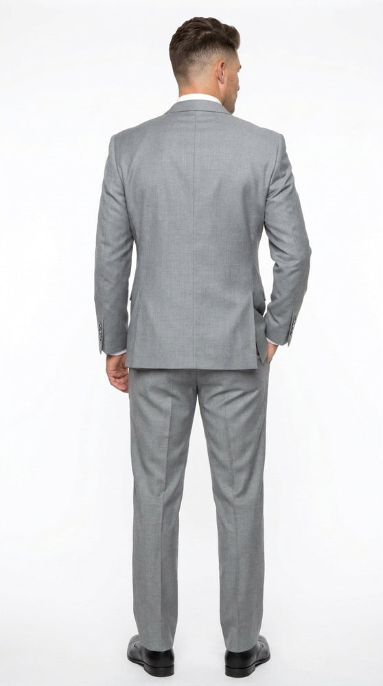 Men’s Big and Tall Classic Gray 3 Piece Suit, Plus Size Peak Lapel Formal Wedding Business Suit