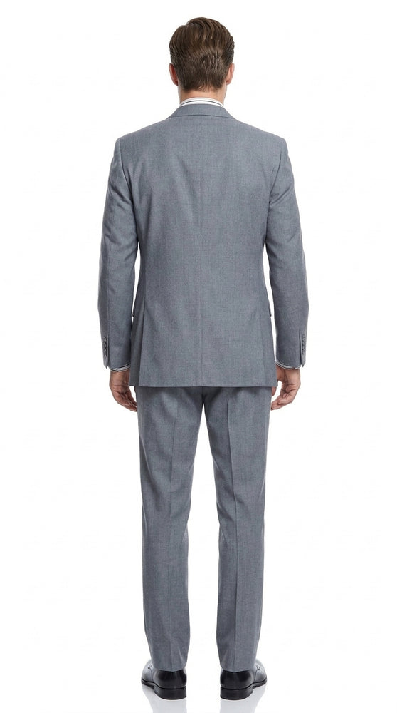 Men’s Mid Gray 3 Piece Suit, Modern Fit 2 Button Vested Formal Wedding Business Suit
