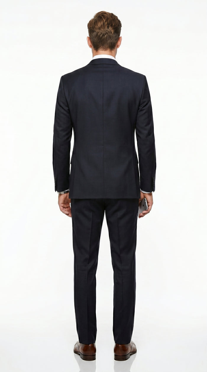 Men’s Black 3 Piece Suit with 2 Button Jacket, Vested Peak Lapel Formal Dress Suit