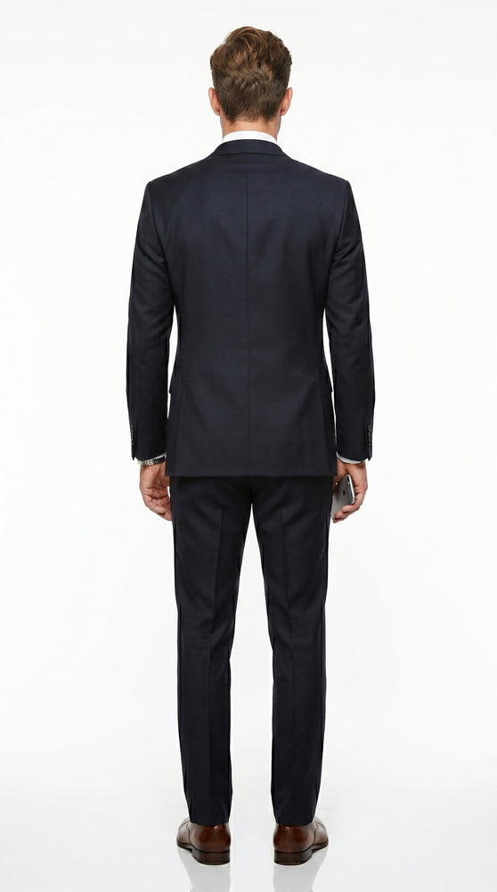 Men’s Black 3 Piece Suit with 2 Button Jacket, Vested Peak Lapel Formal Dress Suit